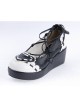 Black & White 2.4" High Heel Special Polyurethane Scalloped Lace Tie Platform Girls Lolita Shoes