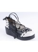 Black & White 2.4" High Heel Special Polyurethane Scalloped Lace Tie Platform Girls Lolita Shoes