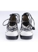 Black & White 2.4" High Heel Special Polyurethane Scalloped Lace Tie Platform Girls Lolita Shoes