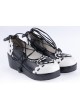 Black & White 2.4" High Heel Special Polyurethane Scalloped Lace Tie Platform Girls Lolita Shoes