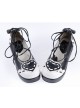 Black & White 2.4" High Heel Special Polyurethane Scalloped Lace Tie Platform Girls Lolita Shoes