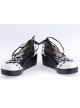 Black & White 2.4" High Heel Special Polyurethane Scalloped Lace Tie Platform Girls Lolita Shoes