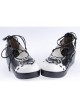 Black & White 2.4" High Heel Special Polyurethane Scalloped Lace Tie Platform Girls Lolita Shoes