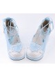 Sky-blue 2.4" High Heel Charming Synthetic Leather Scalloped Criss Cross Lace Tie Platform Girls Lolita Shoes