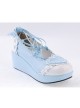 Sky-blue 2.4" High Heel Charming Synthetic Leather Scalloped Criss Cross Lace Tie Platform Girls Lolita Shoes