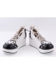 Black & White 2.4" High Heel Elegant Patent Leather Scalloped Criss Cross Lace Tie Platform Girls Lolita Shoes