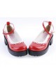 Red 2.2" High Heel Gorgeous Polyurethane Round Toe Ankle Straps Platform Girls Lolita Shoes