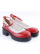 Red 2.2" High Heel Gorgeous Polyurethane Round Toe Ankle Straps Platform Girls Lolita Shoes
