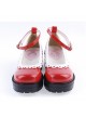 Red 2.2" High Heel Gorgeous Polyurethane Round Toe Ankle Straps Platform Girls Lolita Shoes