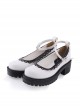 White2.2" High Heel Glamorous Synthetic Leather Round Toe Ankle Straps Platform Girls Lolita Shoes