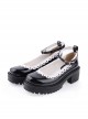 Black2.2" High Heel Romantic PU Round Toe Ankle Straps Platform Girls Lolita Shoes