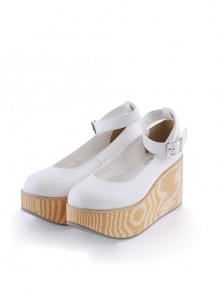 White 3.1" High Heel Adorable Polyurethane Pointed Toe Ankle Straps Platform Girls Lolita Shoes