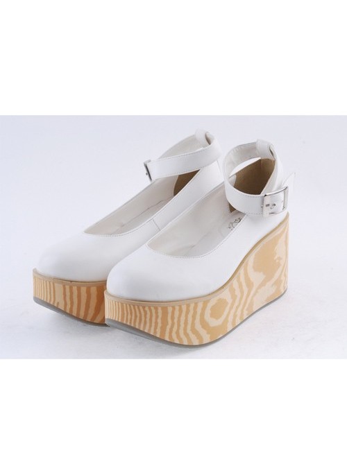 White 3.1" High Heel Adorable Polyurethane Pointed Toe Ankle Straps Platform Girls Lolita Shoes