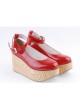 Red 3.1" High Heel Lovely Synthetic Leather Pointed Toe Ankle Straps Platform Girls Lolita Shoes