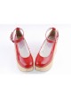 Red 3.1" High Heel Lovely Synthetic Leather Pointed Toe Ankle Straps Platform Girls Lolita Shoes