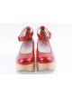 Red 3.1" High Heel Lovely Synthetic Leather Pointed Toe Ankle Straps Platform Girls Lolita Shoes