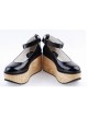 Black 3.1" High Heel Adorable PU Pointed Toe Ankle Straps Platform Girls Lolita Shoes