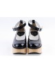 Black 3.1" High Heel Adorable PU Pointed Toe Ankle Straps Platform Girls Lolita Shoes