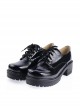 Black 2.2" High Heel Cute Patent Leather Round Toe Military Style Platform Girls Lolita Shoes