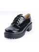 Black 2.2" High Heel Cute Patent Leather Round Toe Military Style Platform Girls Lolita Shoes