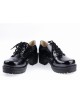 Black 2.2" High Heel Cute Patent Leather Round Toe Military Style Platform Girls Lolita Shoes