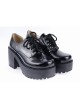 Black 3.1" High Heel Classic Polyurethane Round Toe Army Style Platform Girls Lolita Shoes