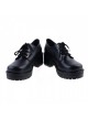 Black 2" High Heel Beautiful Synthetic Leather Round Toe Military Style Platform Girls Lolita Shoes