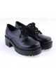 Black 2" High Heel Beautiful Synthetic Leather Round Toe Military Style Platform Girls Lolita Shoes