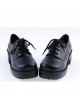 Black 2" High Heel Beautiful Synthetic Leather Round Toe Military Style Platform Girls Lolita Shoes