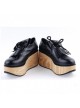 Black 3.1" High Heel Stylish PU Rocking HorseLace Tie Platform Girls Lolita Shoes