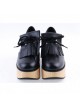 Black 3.1" High Heel Stylish PU Rocking HorseLace Tie Platform Girls Lolita Shoes