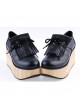 Black 3.1" High Heel Stylish PU Rocking HorseLace Tie Platform Girls Lolita Shoes