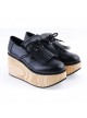 Black 3.1" High Heel Stylish PU Rocking HorseLace Tie Platform Girls Lolita Shoes