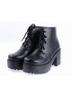 Black 3.1" High Heel Classical Patent Leather Lace Tie Platform Girls Lolita Shoes