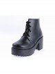 Black 3.1" High Heel Classical Patent Leather Lace Tie Platform Girls Lolita Shoes