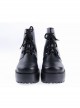 Black 3.1" High Heel Classical Patent Leather Lace Tie Platform Girls Lolita Shoes