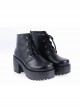 Black 3.1" High Heel Classical Patent Leather Lace Tie Platform Girls Lolita Shoes