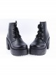 Black 3.1" High Heel Classical Patent Leather Lace Tie Platform Girls Lolita Shoes