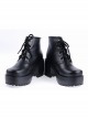 Black 3.1" High Heel Classical Patent Leather Lace Tie Platform Girls Lolita Shoes