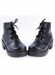 Black 2.2" High Heel Special Polyurethane Lace Tie Platform Girls Lolita Shoes