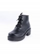 Black 2.2" High Heel Special Polyurethane Lace Tie Platform Girls Lolita Shoes