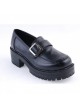 Black 2.2" High Heel Charming Synthetic Leather Buckle Strap Platform Girls Lolita Shoes