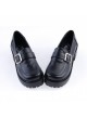 Black 2.2" High Heel Charming Synthetic Leather Buckle Strap Platform Girls Lolita Shoes