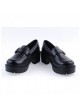 Black 2.2" High Heel Charming Synthetic Leather Buckle Strap Platform Girls Lolita Shoes