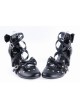 Black 2.6" High Heel Elegant Patent Leather Pointed Toe Criss Cross Straps Bow Decoration Platform Girls Lolita Shoes