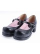 Black 1.8" High Heel Gorgeous Polyurethane Wedge Toe Strap Platform Girls Lolita Shoes