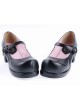 Black 1.8" High Heel Gorgeous Polyurethane Wedge Toe Strap Platform Girls Lolita Shoes