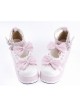 Pink 2.8" High Heel Glamorous Synthetic Leather Round Toe Ankle Straps Bow Decoration Platform Girls Lolita Shoes