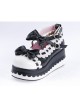 Black & White 2.8" High Heel Romantic PU Round Toe Ankle Straps Bow Decoration Platform Girls Lolita Shoes