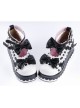 Black & White 2.8" High Heel Romantic PU Round Toe Ankle Straps Bow Decoration Platform Girls Lolita Shoes